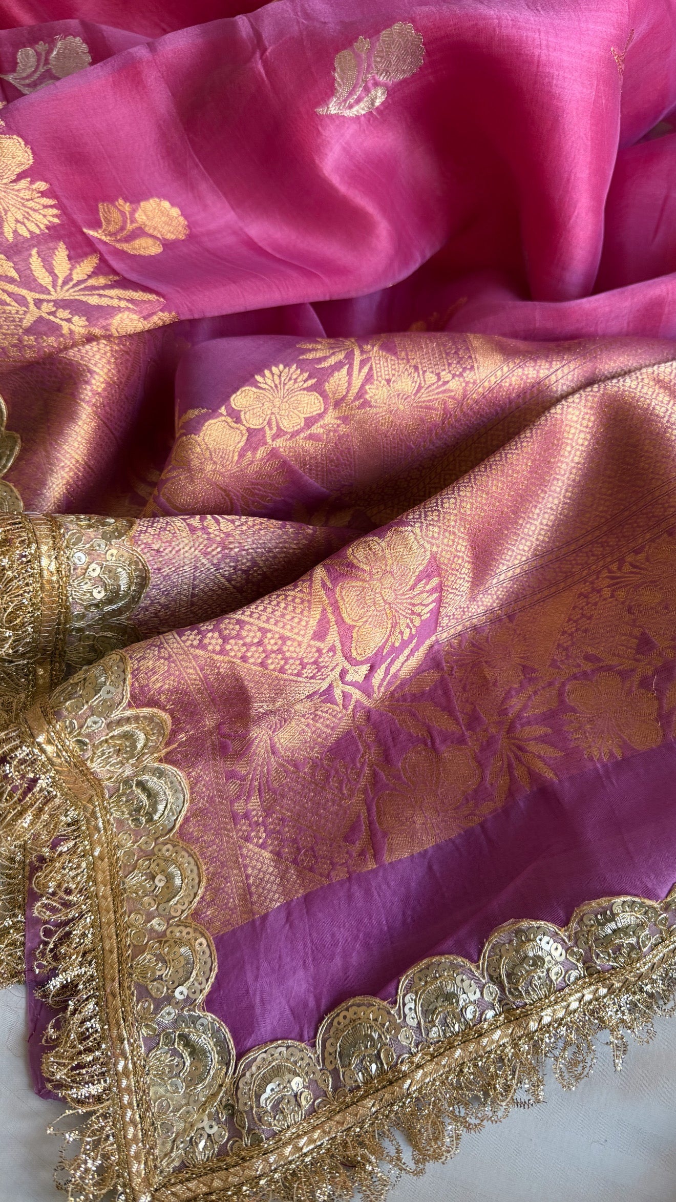 4D rang birangi shaded multicoloured Kora silk Banarasi saree